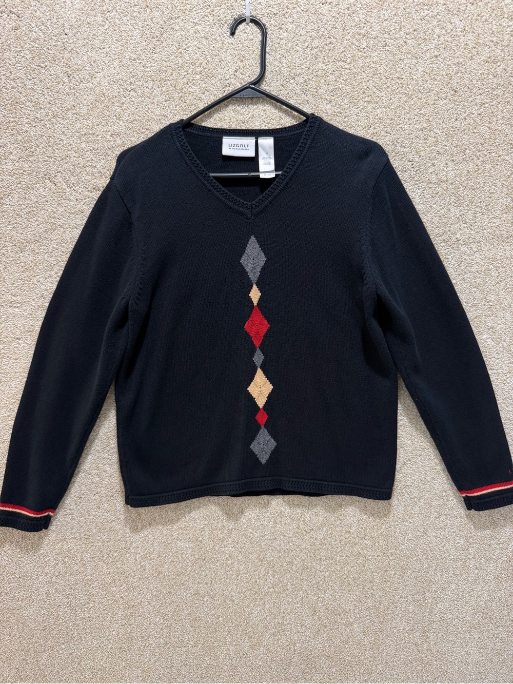 Vintage 100% cotton preppy knit sweater LizGolf‎ country club bookish classic